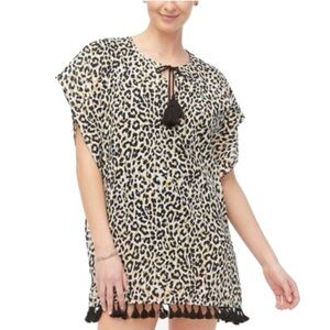 J Crew leopard cheetah swim cover up caftan XS